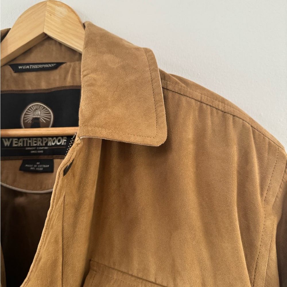 SIZE M Weatherproof Men's full zip Jacket Faux suede lined brown LONG SLEEVE